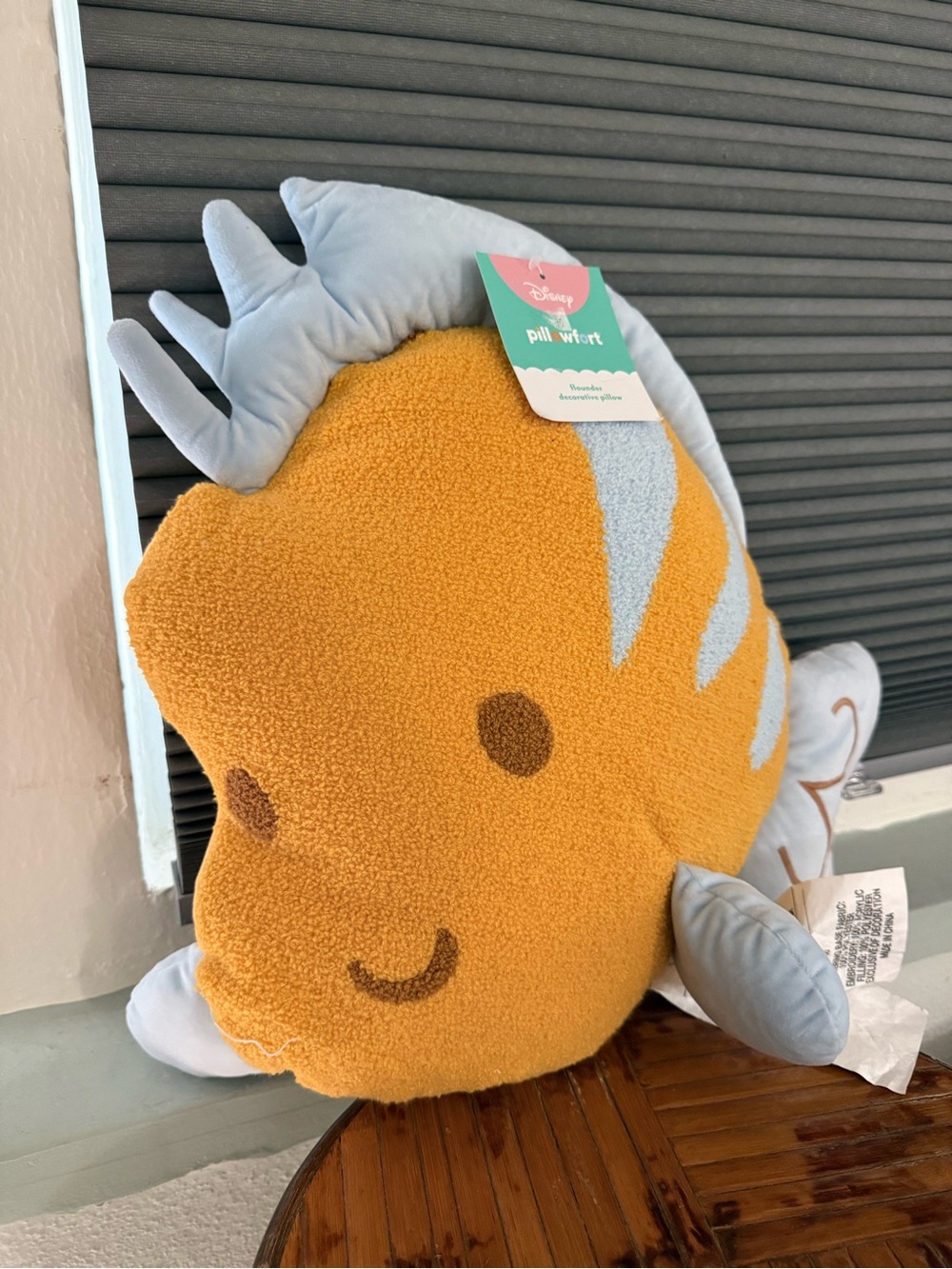 Disney Orange & Light Gray Plush Fish Pillow